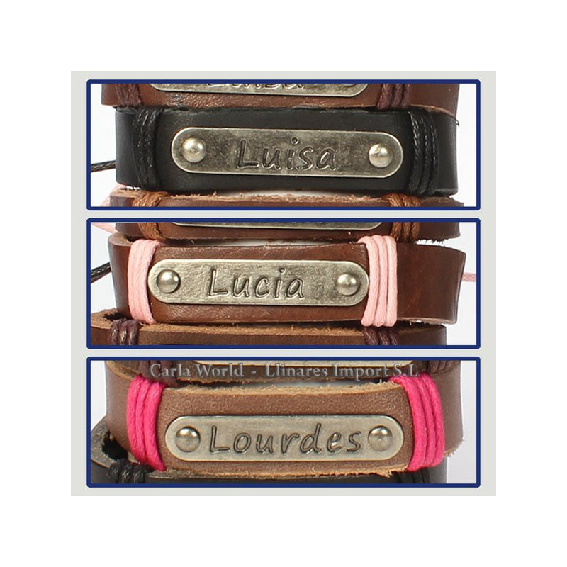 Gancho 37 – Pulsera piel con nombre. Letra L: Luisa, Lucía y Lourdes Gancho 37 – Pulsera piel con nombre. Letra L: Luisa, Lucía y Lourdes