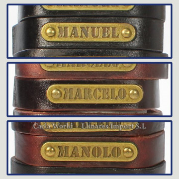 Gancho 38 – Pulsera piel con nombre. Letra M: Manuel, Marcelo y Manolo