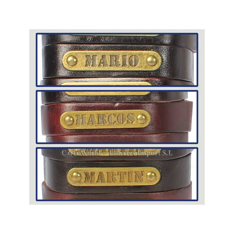 Gancho 40 – Pulsera piel con nombre. Letra M: Mario, Marcos y Martín Gancho 40 – Pulsera piel con nombre. Letra M: Mario, Marcos y Martín