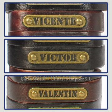 Gancho 58 – Pulsera piel con nombre. Letra V: Vicente, Víctor y Valentín