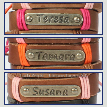 Gancho 60 – Pulsera piel con nombre. Letras S,T: Teresa, Tamara y Susana