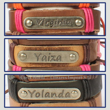 Gancho 62 – Pulsera piel con nombre. Letras V,Y: Virginia, Yaiza y Yolanda