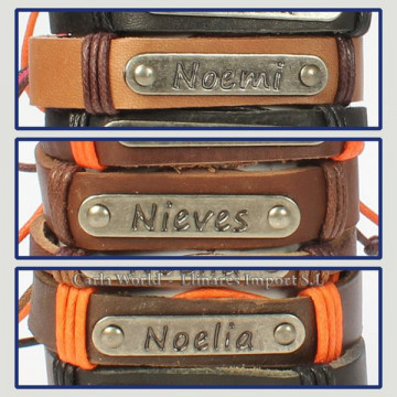Gancho 63 – Pulsera piel con nombre. Letra N: Noemí, Nieves y Noelia