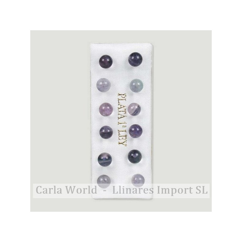 Pendientes plata bola 6mm. FLUORITA Pendientes plata bola 6mm. FLUORITA