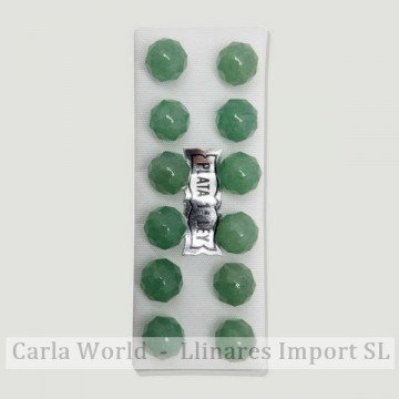 Pendientes plata bola facetada 8mm. AVENTURINA VERDE