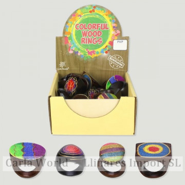 COLORFUL WOOD RINGS. Anillo Madera pintada