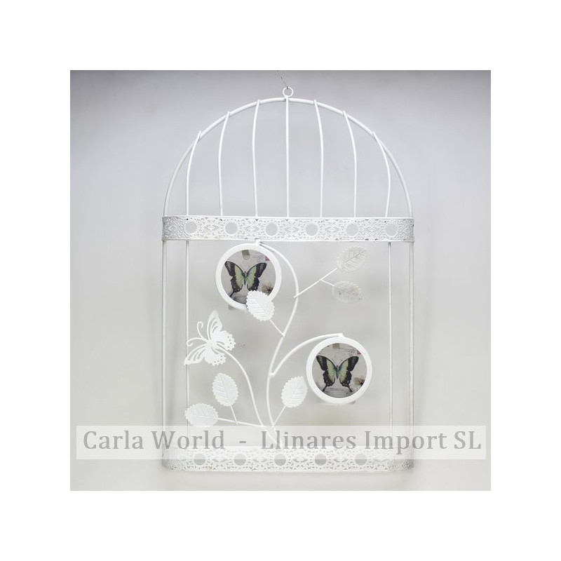 Portavelas pared 2 velas blanco con mariposa 27x42x4cm Portavelas pared 2 velas blanco con mariposa 27x42x4cm