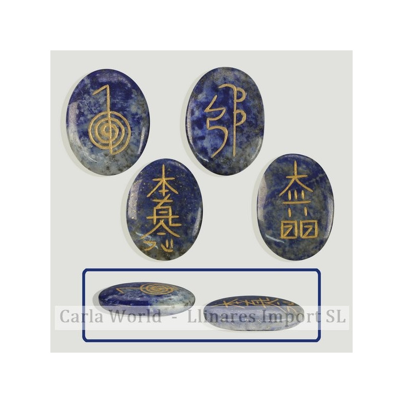 Rodado plano Lapislazuli con signos reiki Rodado plano Lapislazuli con signos reiki