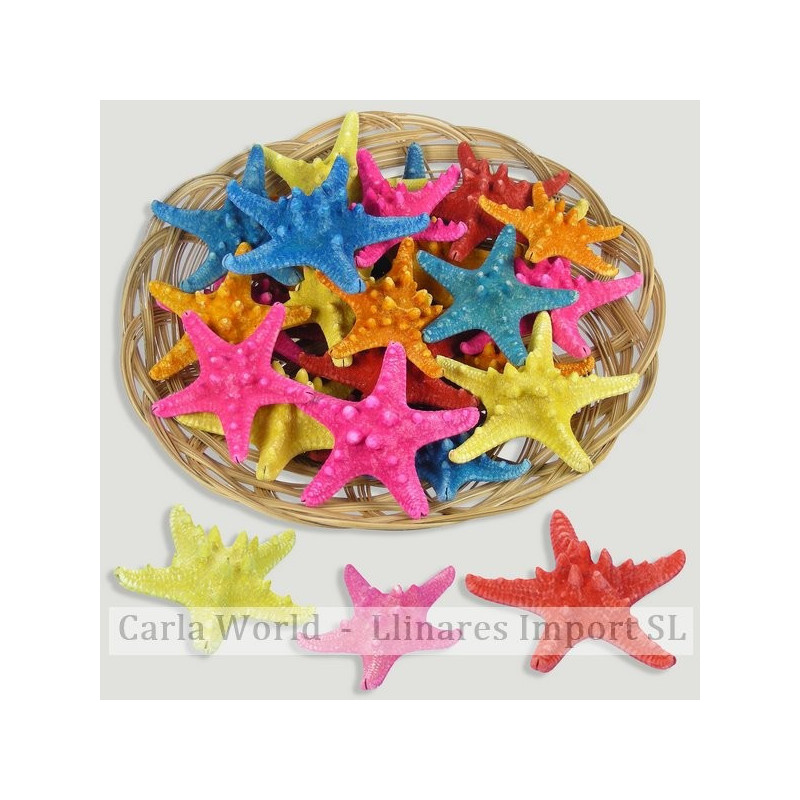 Cesta Estrella Mar nudos +7cm. Colores surtidos (25estrellas) Cesta Estrella Mar nudos +7cm. Colores surtidos (25estrellas)