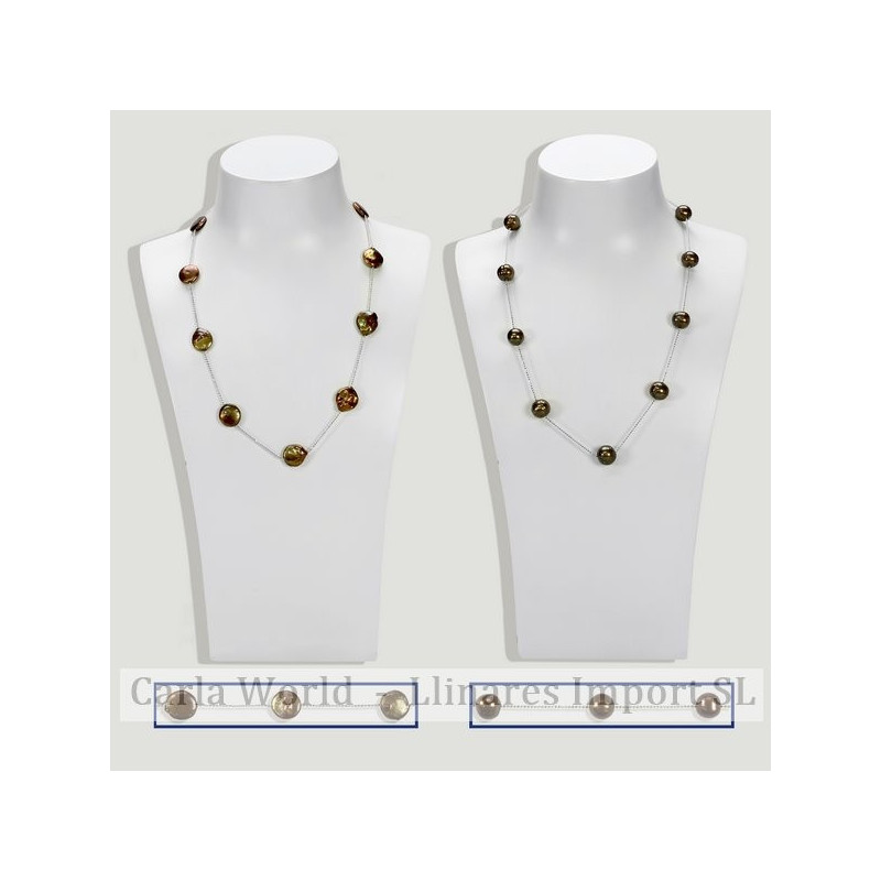 Collar Perla y cadena plata 45cm. Modelos surtidos Collar Perla y cadena plata 45cm. Modelos surtidos