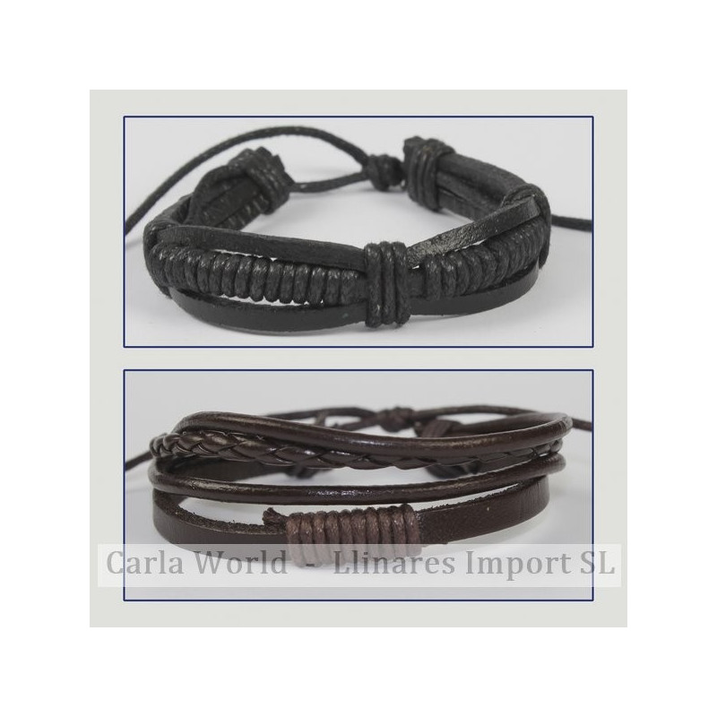 Gancho 01 – Pulsera doble piel con cordón de nudo corredizo. Colores marrón o negro surtidos. Gancho 01 – Pulsera doble piel con cordón de nudo corredizo. Colores marrón o negro surtidos.