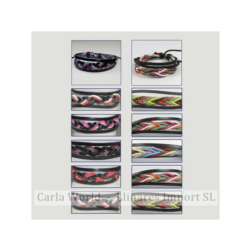 Gancho 11 – Pulsera trenzada piel con cordón de nudo corredizo. Colores surtidos. Gancho 11 – Pulsera trenzada piel con cordón de nudo corredizo. Colores surtidos.