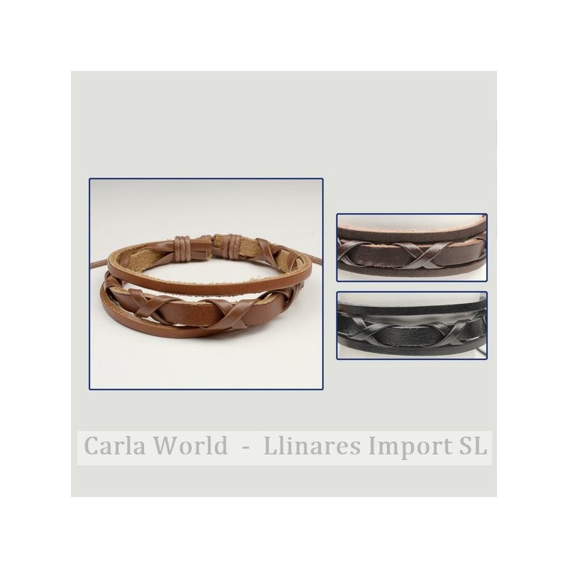 Gancho 15 – Pulsera doble piel con cordón de nudo corredizo. Colores marrones o negro surtidos. Gancho 15 – Pulsera doble piel con cordón de nudo corredizo. Colores marrones o negro surtidos.