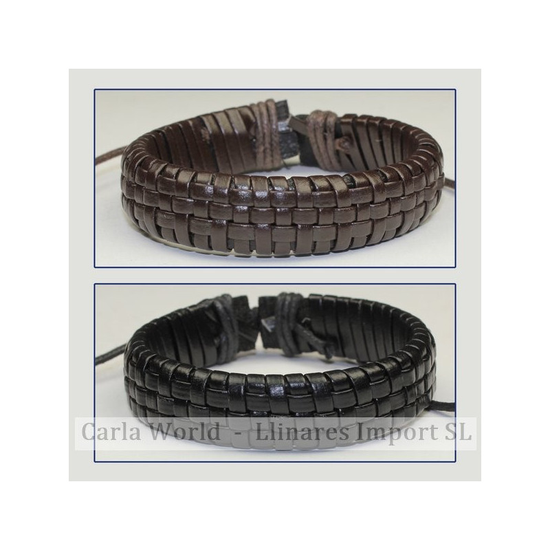 Gancho 16 – Pulsera piel con cordón de nudo corredizo. Colores marrón o negro surtidos. Gancho 16 – Pulsera piel con cordón de nudo corredizo. Colores marrón o negro surtidos.