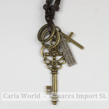 Gancho 29 – Colgante metal con cordón de nudo corredizo. Modelo llave. 