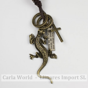 Gancho 30 – Colgante metal con cordón de nudo corredizo. Modelo lagarto. 