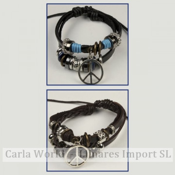 Gancho 65 – Pulsera doble piel con cordón de nudo corredizo. Modelos charms surtidos