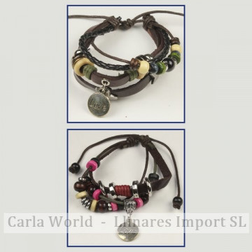 Gancho 67 – Pulsera doble piel con cordón de nudo corredizo. Modelos charms surtidos