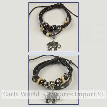 Gancho 73 – Pulsera doble piel con cordón de nudo corredizo. Modelos charms surtidos