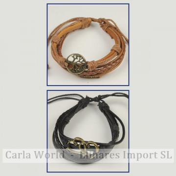 Gancho 75 – Pulsera doble piel con cordón de nudo corredizo. Modelos charms surtidos