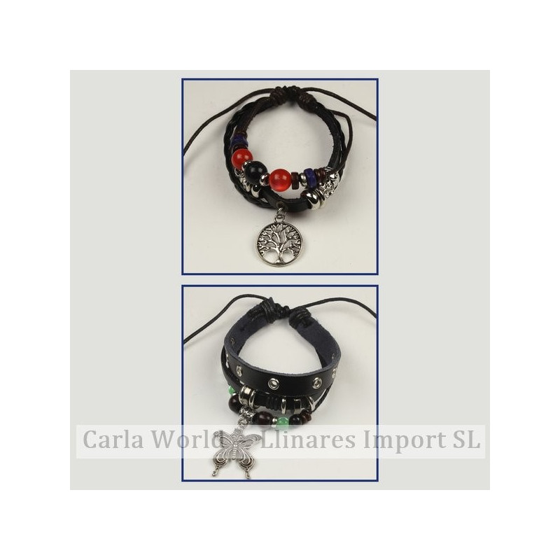 Gancho 77 – Pulsera doble piel con cordón de nudo corredizo. Modelos charms surtidos Gancho 77 – Pulsera doble piel con cordón de nudo corredizo. Modelos charms surtidos