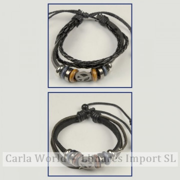 Gancho 79 – Pulsera doble piel con cordón de nudo corredizo. Modelos charms surtidos