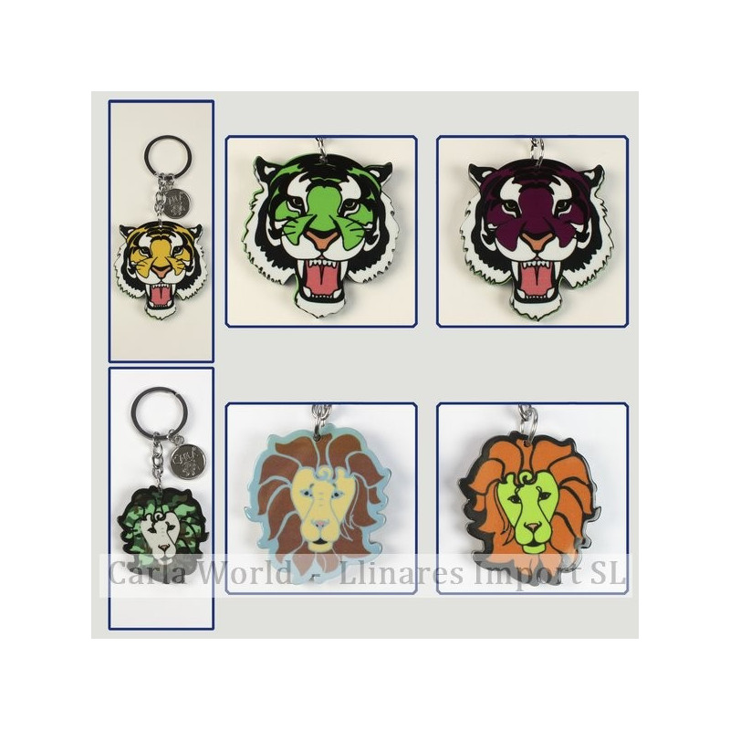 Gancho 08 – Llavero Jungle modelo cara Tigre. Colores surtidos. Gancho 08 – Llavero Jungle modelo cara Tigre. Colores surtidos.