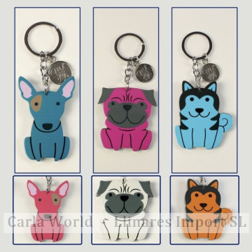 Gancho 11 – Llavero Cute modelos Perro Bull Terrier, Husky y Carlino. Colores surtidos.