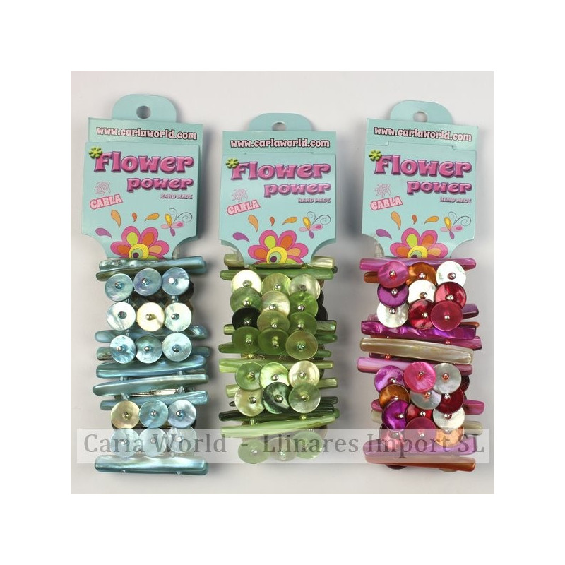 Gancho 33 - Pulsera Nácar elástica. Modelo Botón. Surtidos Gancho 33 - Pulsera Nácar elástica. Modelo Botón. Surtidos