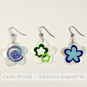 Gancho 59 - Pendientes Nácar pintado. Modelo Flor. Surtidos