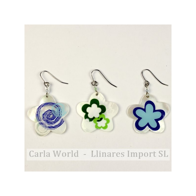 Gancho 59 - Pendientes Nácar pintado. Modelo Flor. Surtidos Gancho 59 - Pendientes Nácar pintado. Modelo Flor. Surtidos