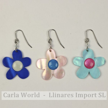 Gancho 63 - Pendientes Nácar pintado. Modelo Flor. Surtidos