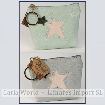 Gancho 83. Llavero monedero tela/polipiel. Modelo Estrella. Colores surtidos