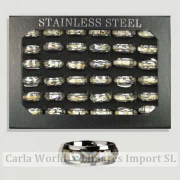 Anillos acero alianza nácar