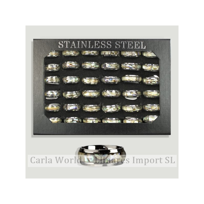 Anillos acero alianza nácar Anillos acero alianza nácar