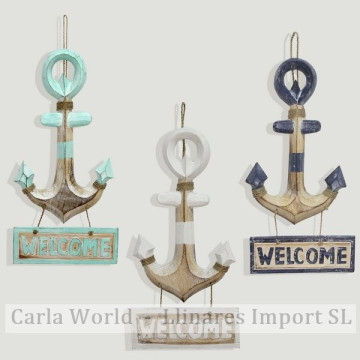 Ancla madera. Placa WELCOME 30x20cm. Colores surtidos