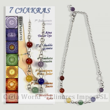 CHAKRA. Tobillera SILVERPLATED con 7 minerales