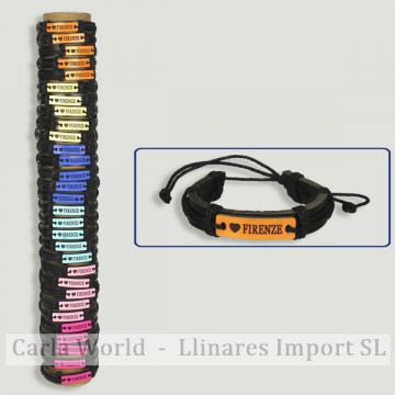 Pulsera cuero con placa Florencia (FIRENZE)