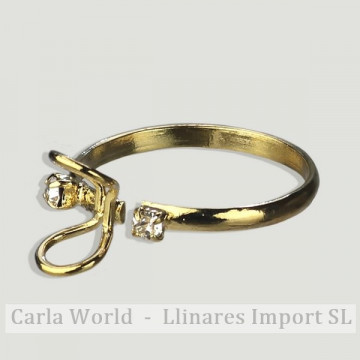 DORADA. Anillo ajustable con circonita. Bolsa 24 piezas