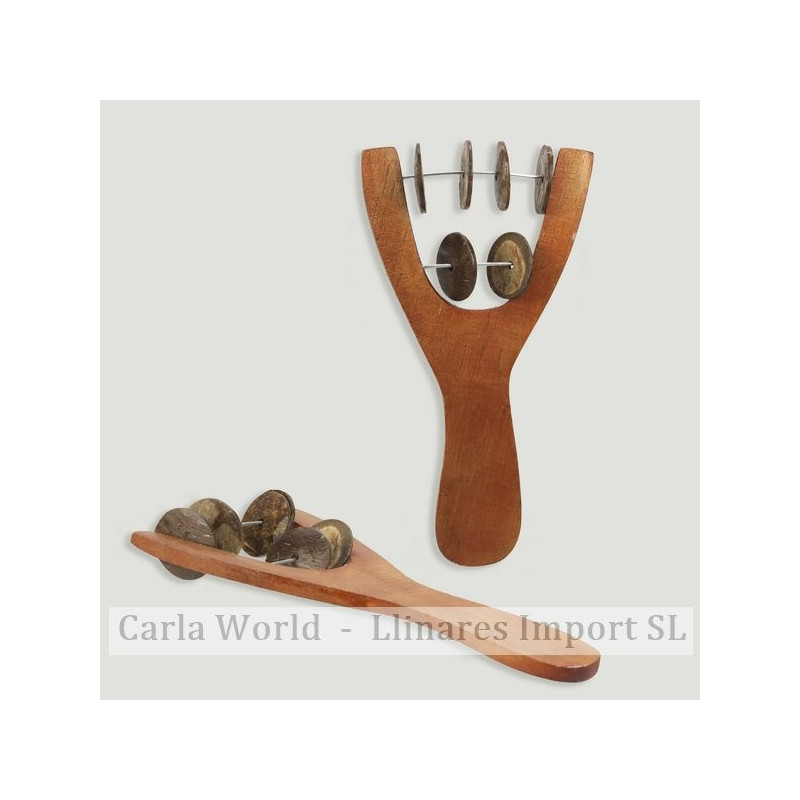 Maraca madera de platillos 20cm Maraca madera de platillos 20cm