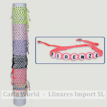 FLORENCIA (Firenze). Pulsera hilo+ botoncitos. Tubo Largo