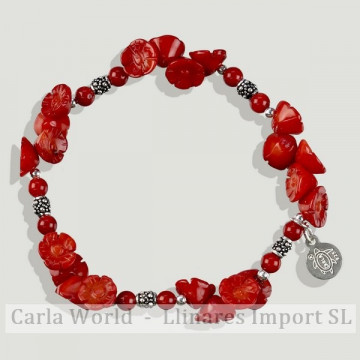 Pulsera BRISA plata. Coral bambú flor