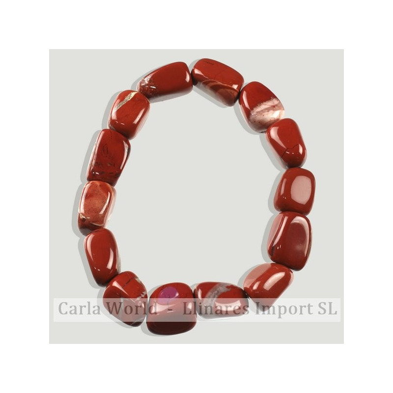 JASPE ROJO. Pulsera elástica rodado irregulares JASPE ROJO. Pulsera elástica rodado irregulares
