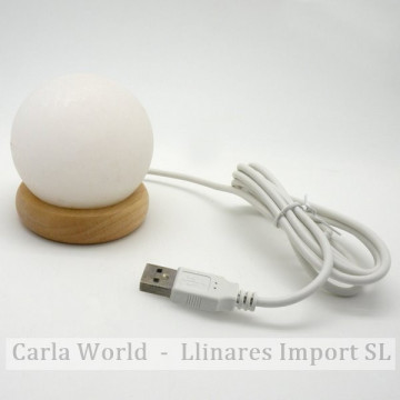 Lampara de sal bola con LED USB  multicolor