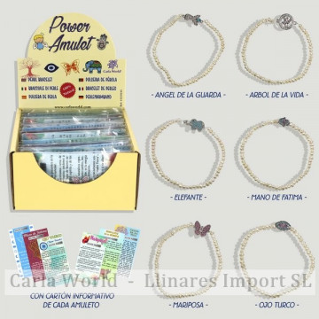 POWER AMULET. Pulsera Perla 3mm. Motivos surtidos