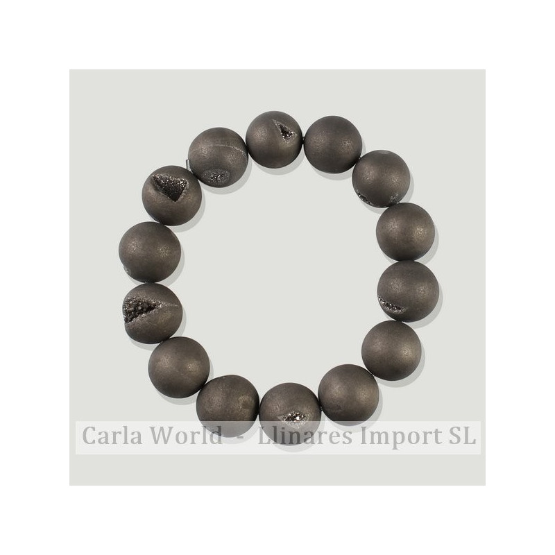 ÁGATA GEODA plateda. Pulsera bola 16mm ÁGATA GEODA plateda. Pulsera bola 16mm