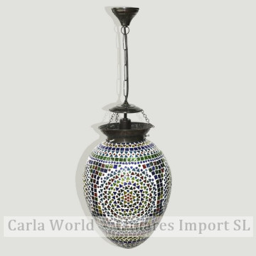 Lámpara cristal India techo blanca multicolor 38cm