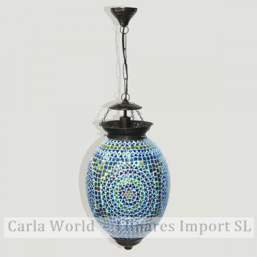 Lámpara cristal India techo turquesa multicolor 40cm