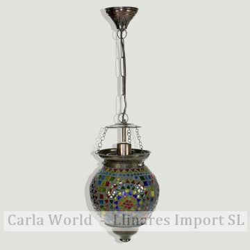 Lámpara cristal India techo negra multicolor 23cm