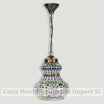 Lámpara cristal India techo blanca multicolor 23cm